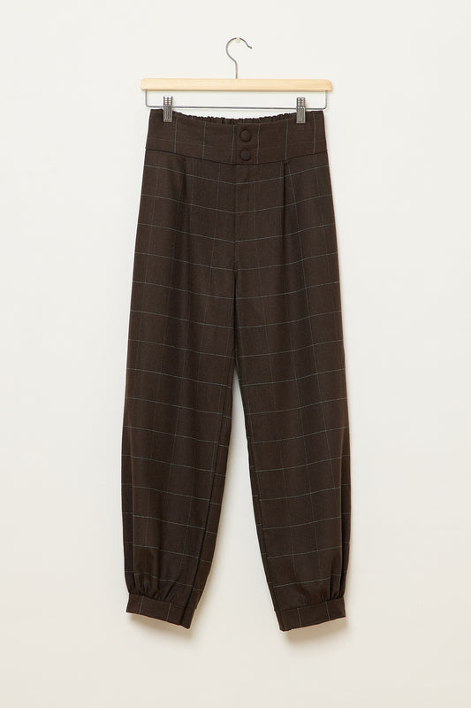 PANTALÓN GEMA CUADROS CHOCOLATE
